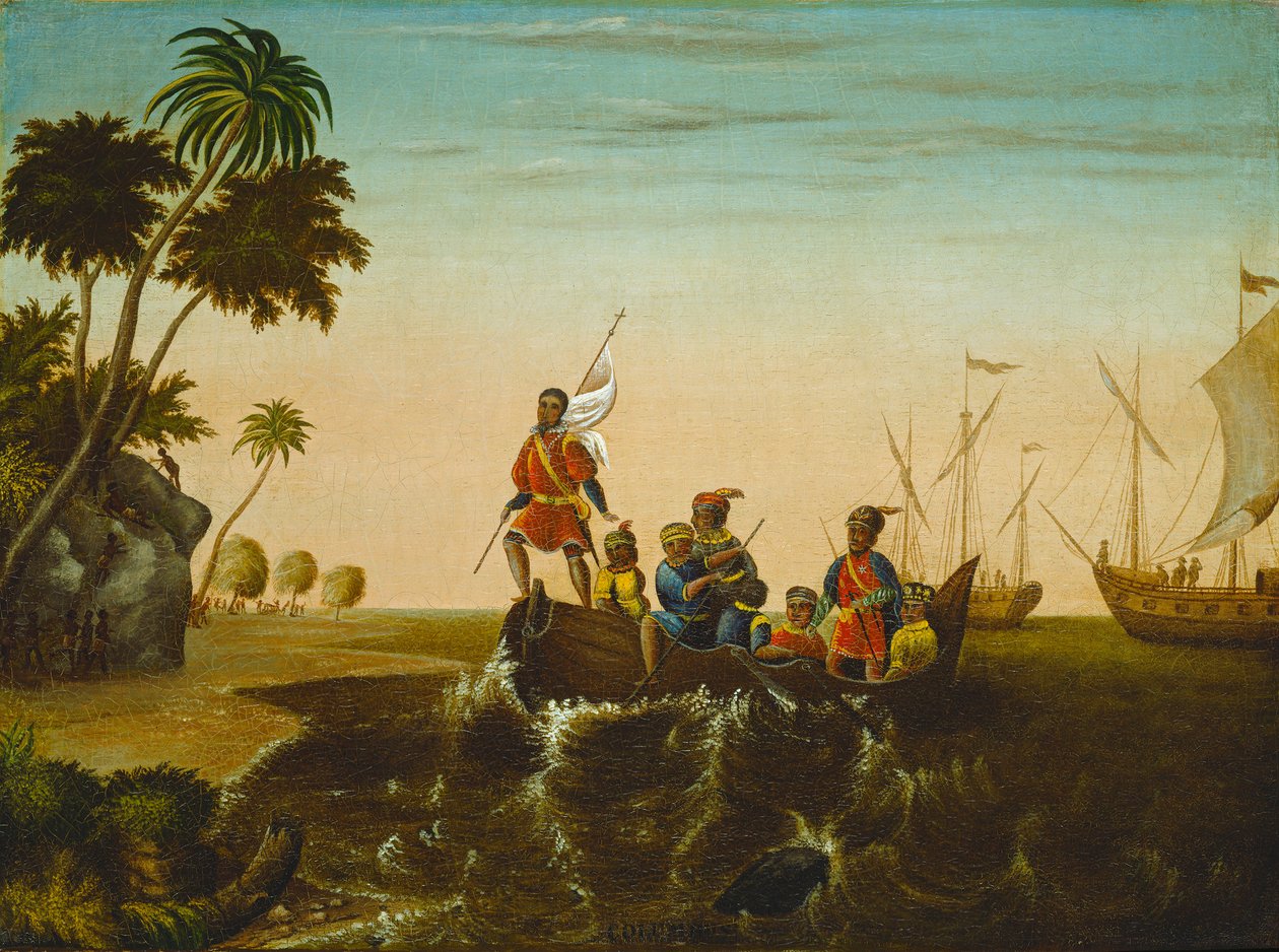 Lądowanie Kolumba, ok.1837 autorstwa Edward Hicks