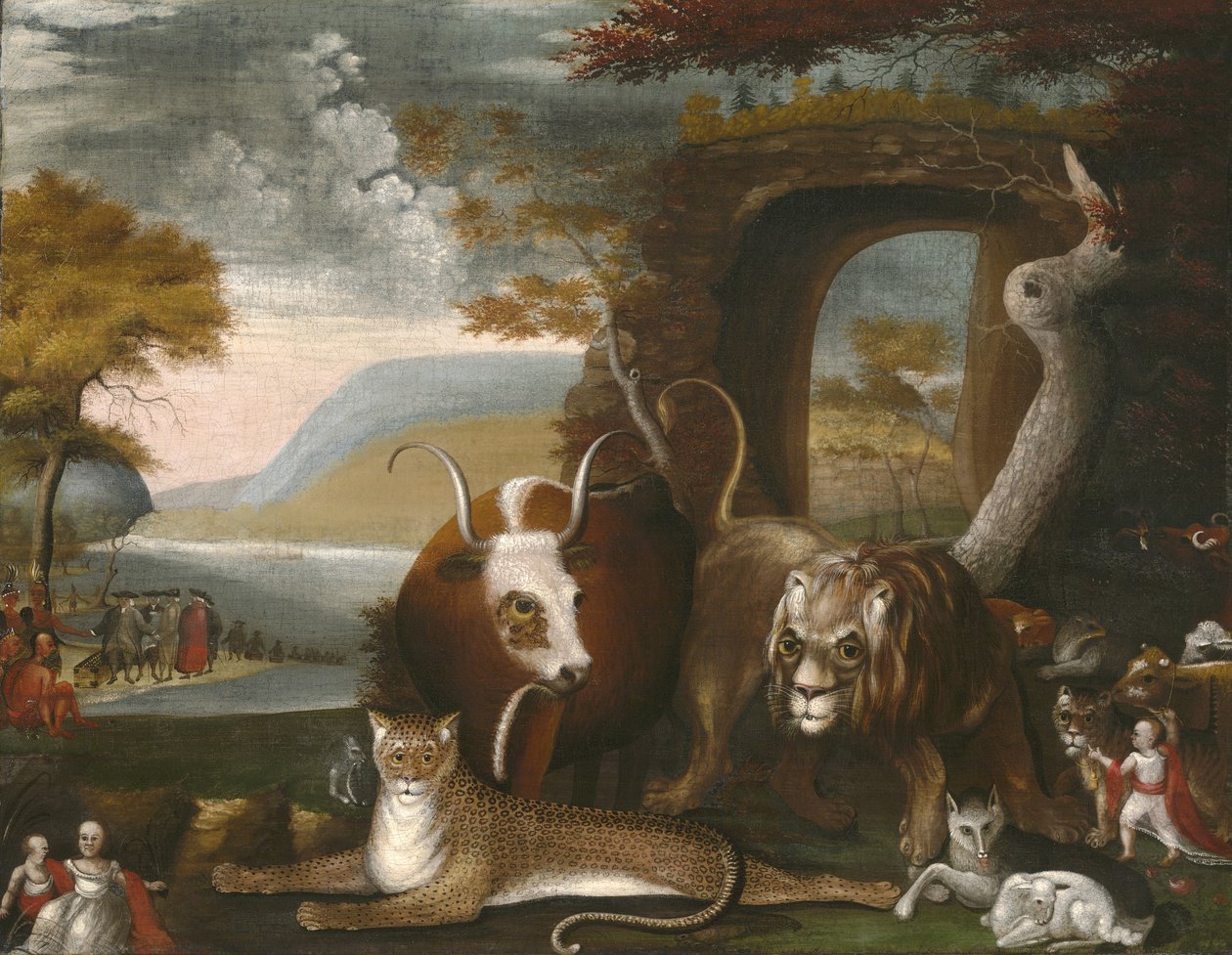 Pokojowe Królestwo i Traktat Penna, 1845 autorstwa Edward Hicks