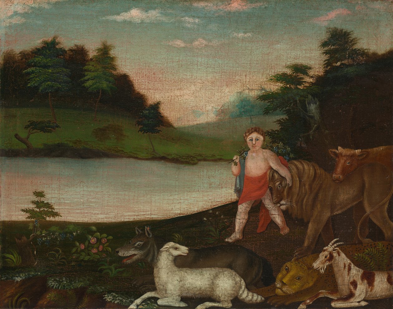 Królestwo pokoju, ok. 1816-18 (olej na płótnie) autorstwa Edward Hicks