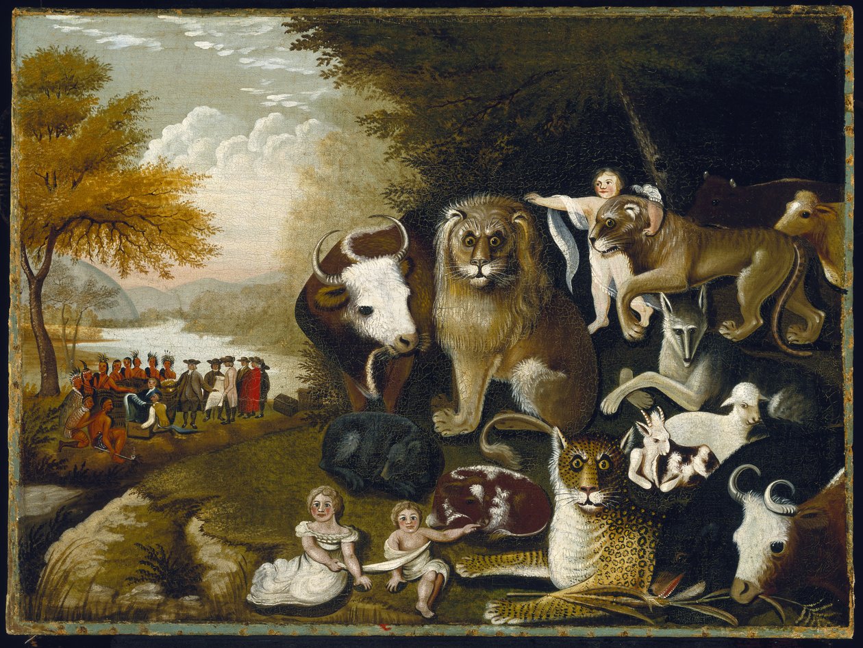 Królestwo pokoju, ok. 1833-34 autorstwa Edward Hicks