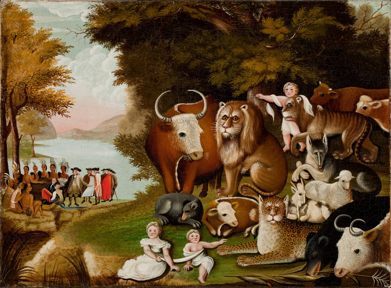 Królestwo pokoju, ok.1833 autorstwa Edward Hicks