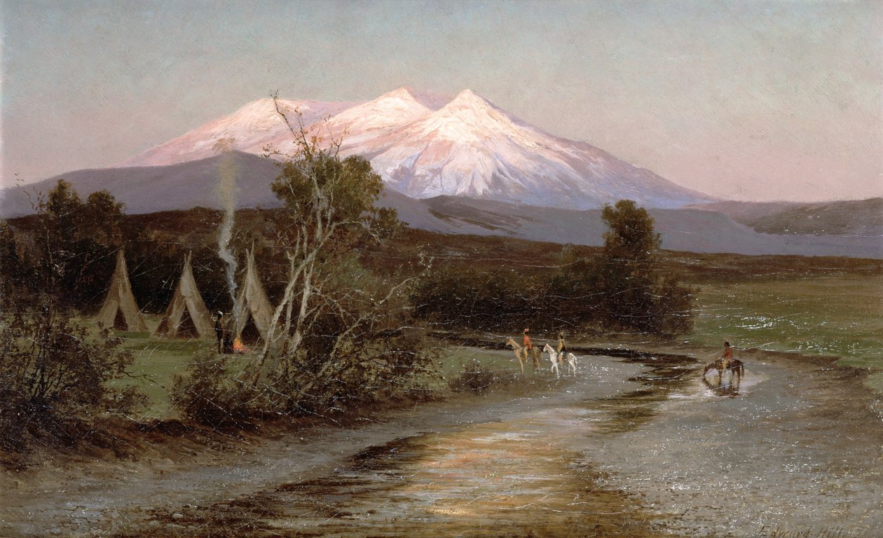 Sierra Blanca o zachodzie słońca patrząc na wschód z Palmilia, Nowy Meksyk, 1894 r autorstwa Edward Hill