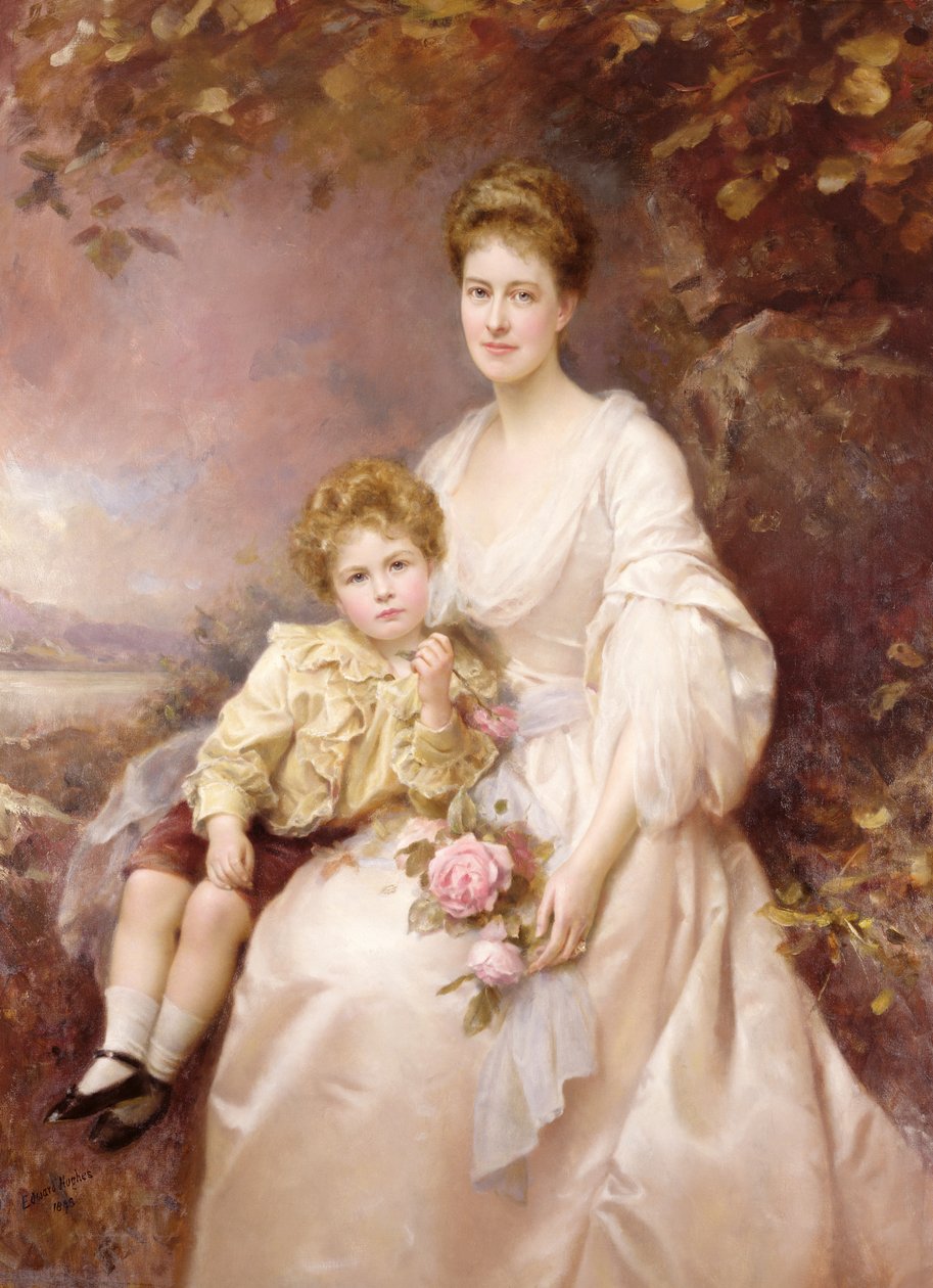 Portret Laury Gwendolen Gascoigne i jej syna Alvary autorstwa Edward Hughes