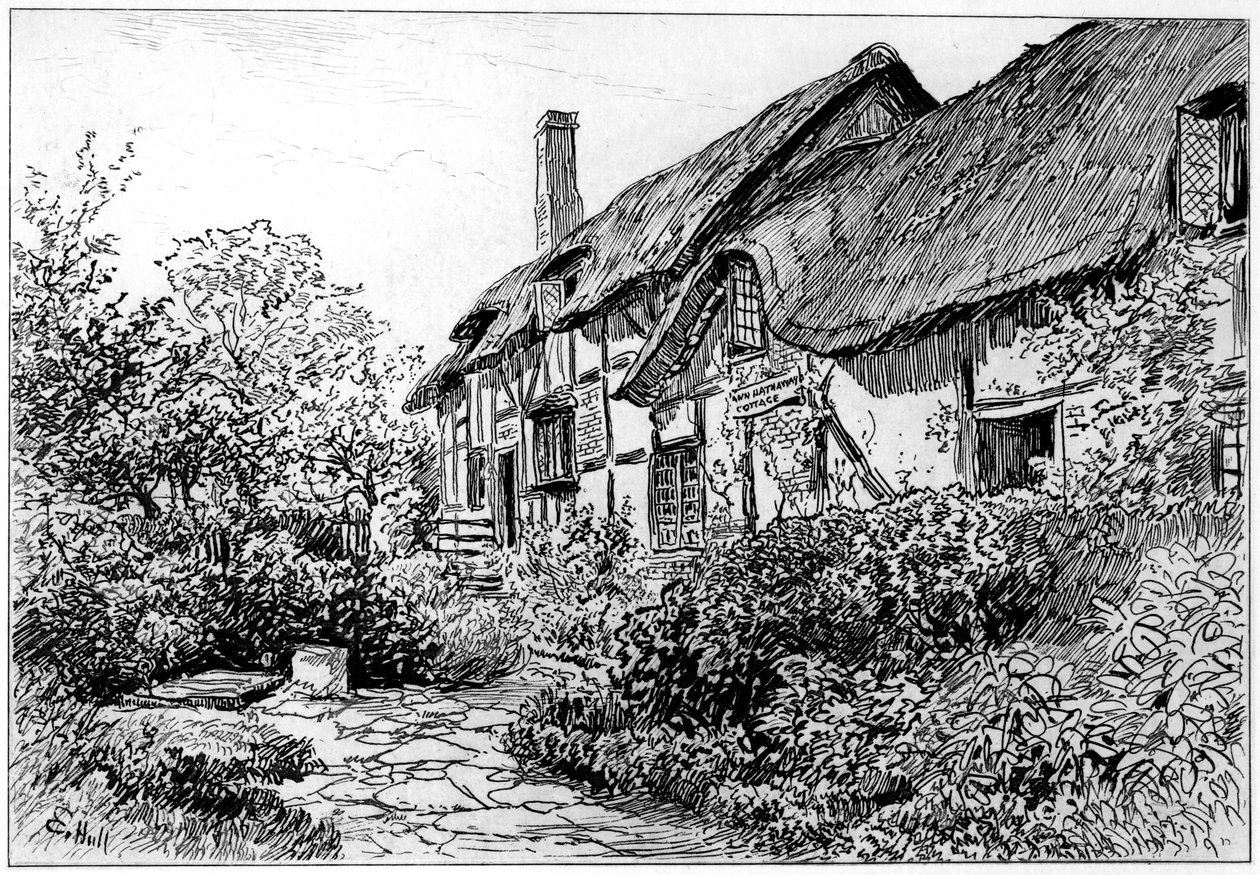 Domek Anne Hathaways w Shottery, Stratford-upon-Avon, Warwickshire, 1885 autorstwa Edward Hull