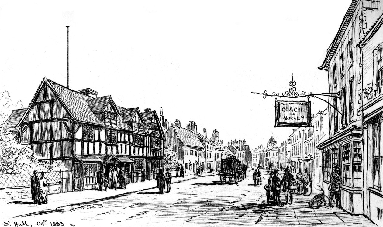 Miejsce urodzenia Szekspira, Stratford-upon-Avon, Warwickshire, 1885. autorstwa Edward Hull