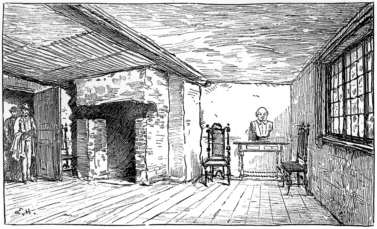 Pokój, w którym urodził się Szekspir, Stratford-upon-Avon, Warwickshire, 1885. autorstwa Edward Hull