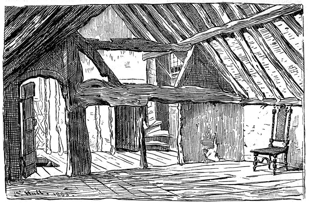 Górna kondygnacja miejsca urodzenia Szekspira, Stratford-upon-Avon, 1885. autorstwa Edward Hull