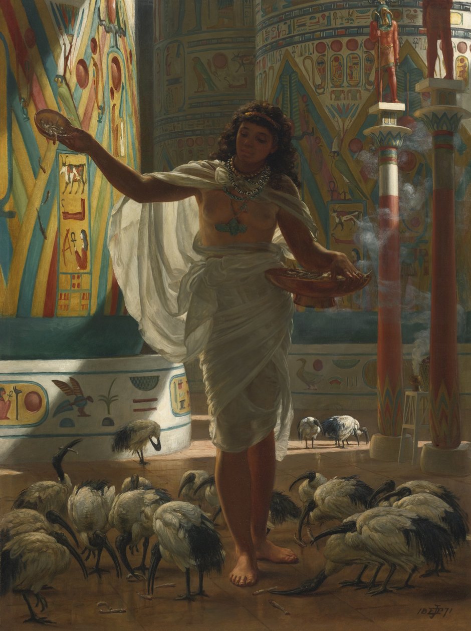 Karmienie świętego Ibisa w salach Karnaku, 1871 autorstwa Edward John Poynter