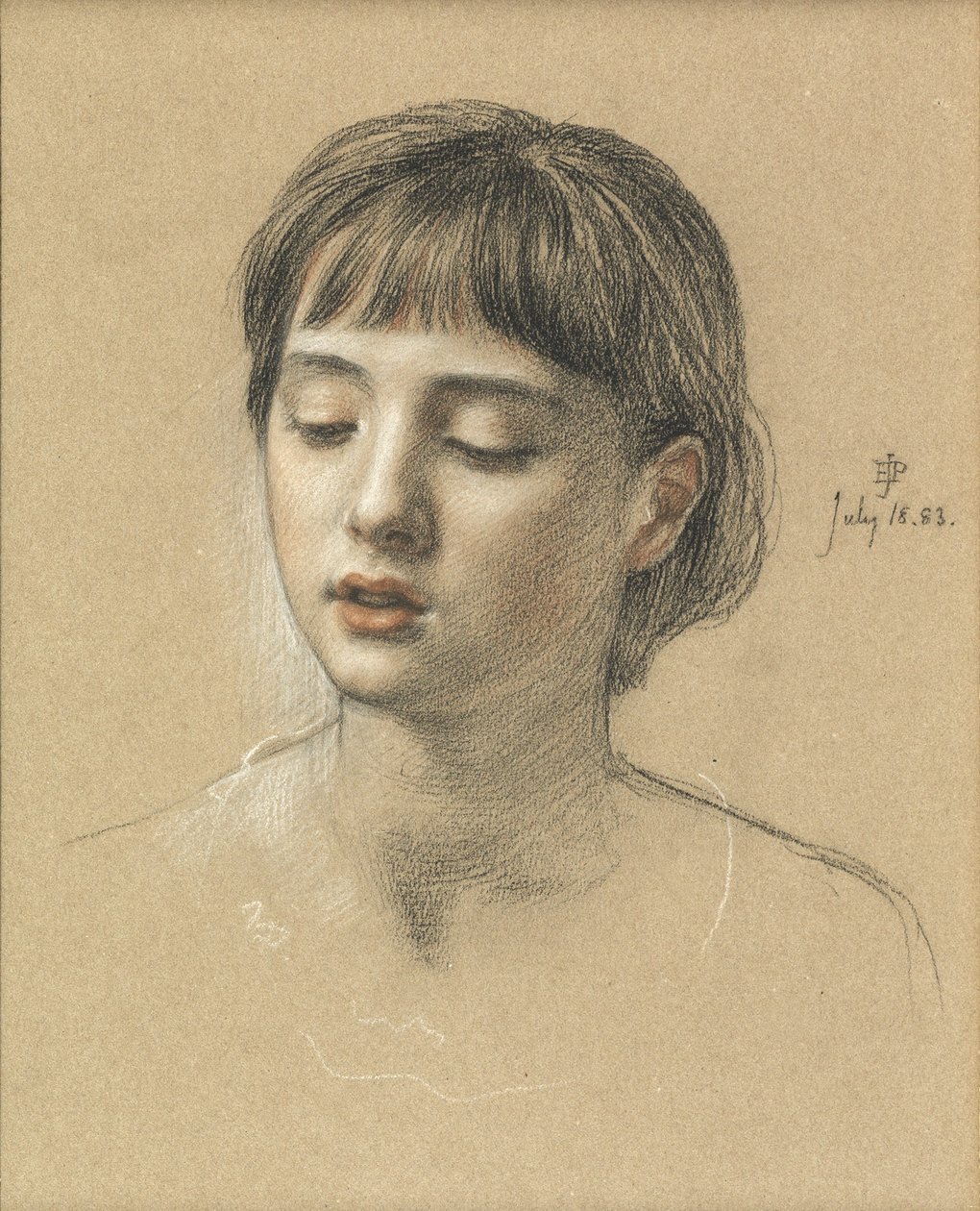 Głowa dziewczyny, 1883 (kreda na papierze) autorstwa Edward John Poynter