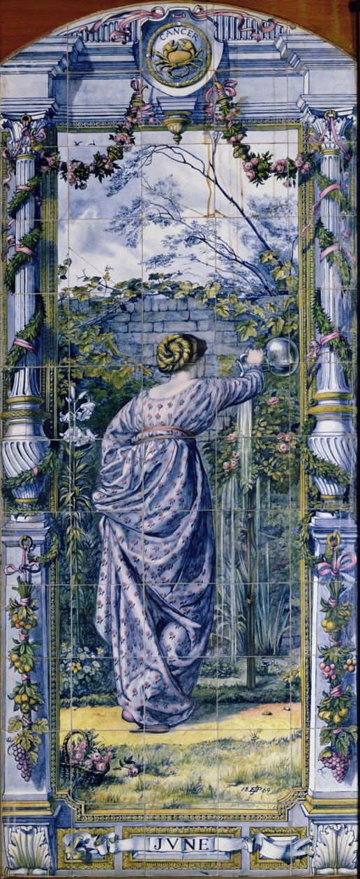 Czerwiec, z serii kafelków do Kuchni Holenderskiej, 1867-8 autorstwa Edward John Poynter