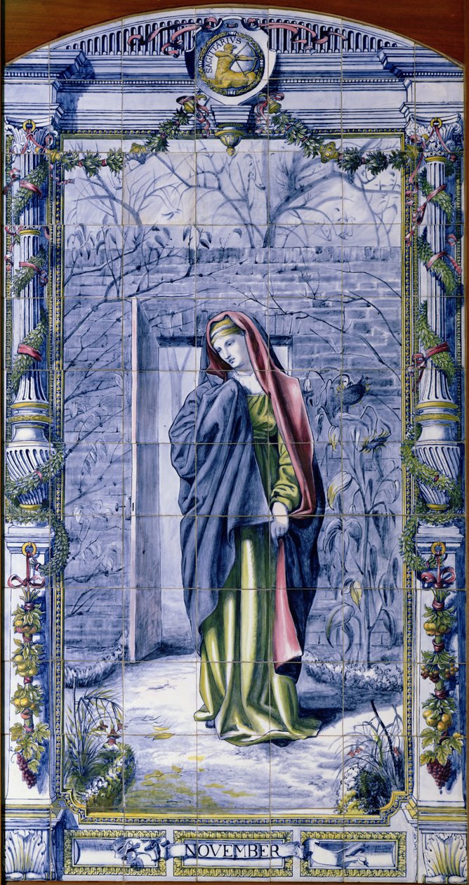 Listopad, z serii kafelków do Kuchni Holenderskiej, 1867-8 autorstwa Edward John Poynter