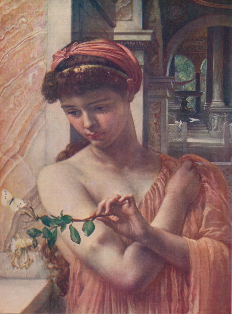 Psyche w Świątyni Miłości, 1882, c1915 autorstwa Edward John Poynter