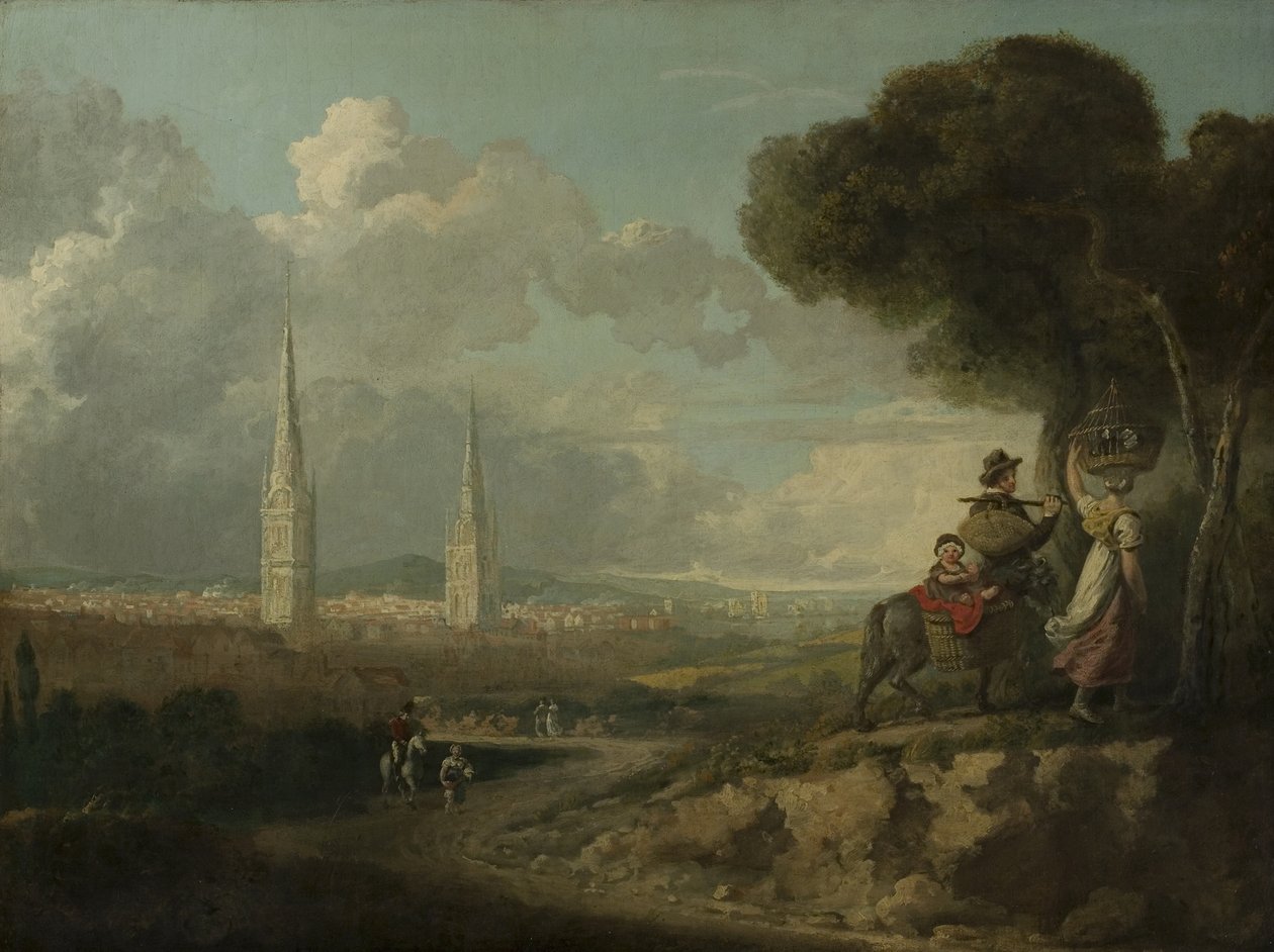 Coventry z Hillfields, c.1807 autorstwa Edward Junior Rudge