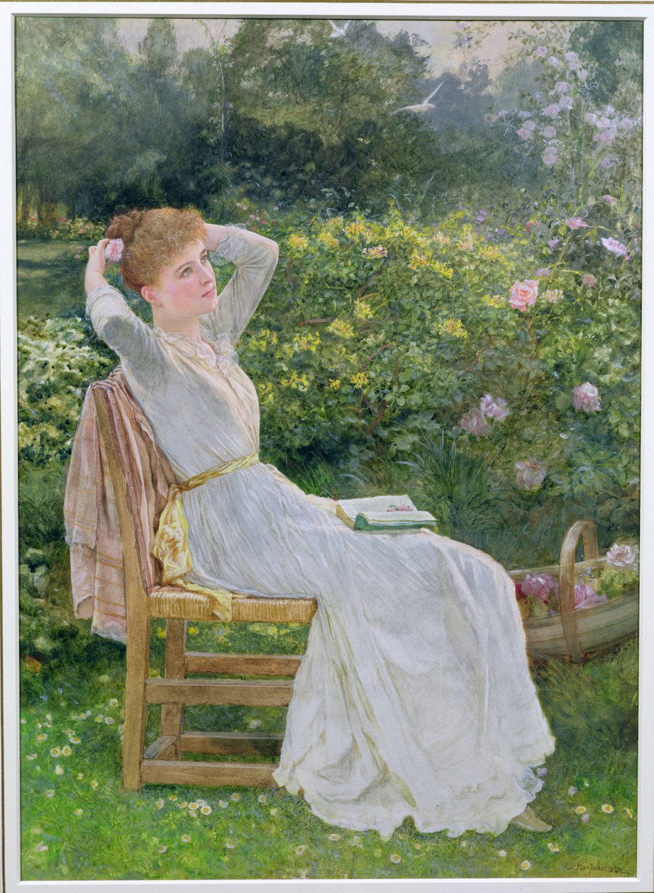 Summertime: portret żony artysty, Hannah autorstwa Edward Killingworth Johnson