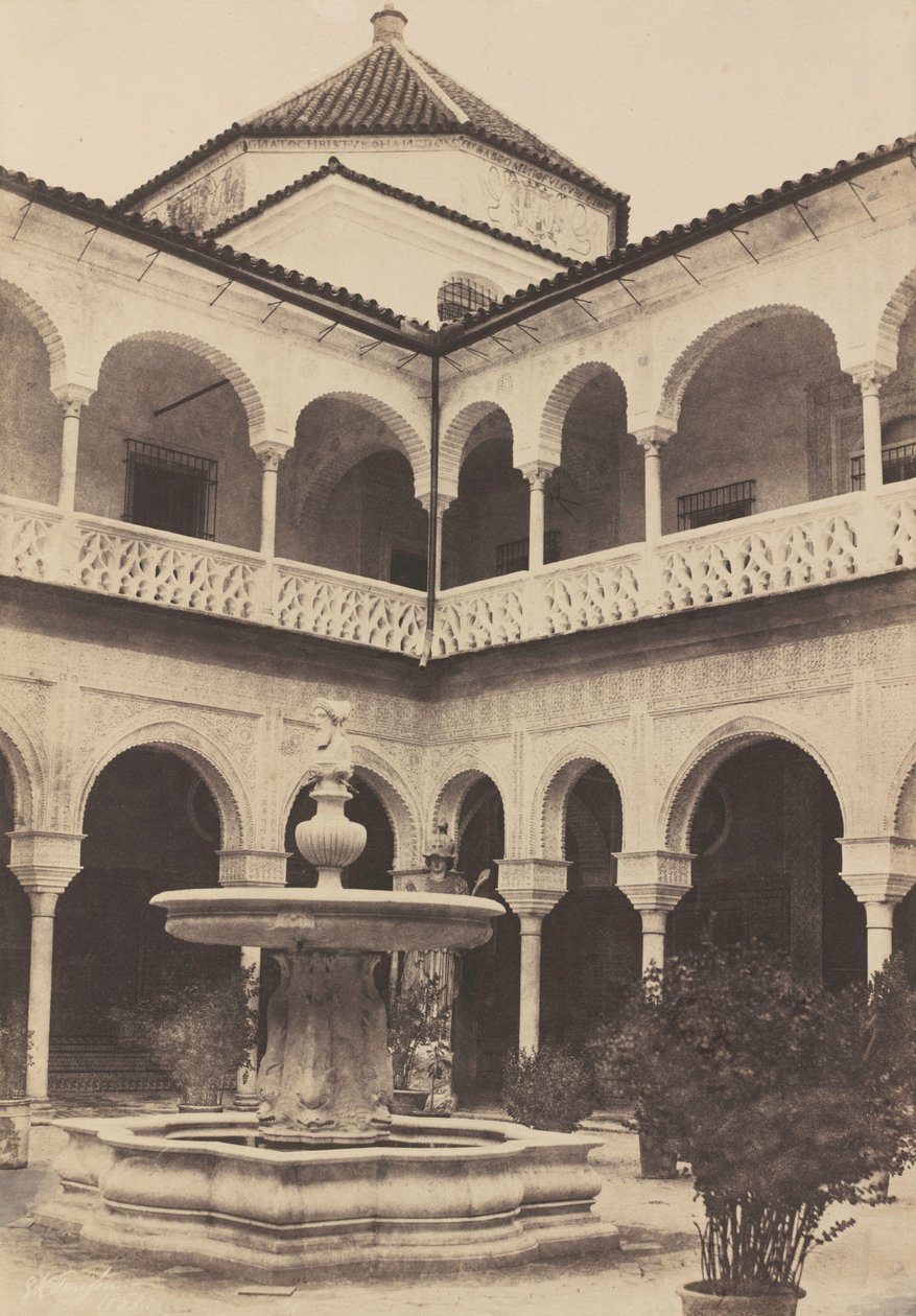 Hiszpania. Sewilla, Dziedziniec Domu Księcia Medina Celi, znany jako Dom Piłata, 1853 r. (zdjęcie) autorstwa Edward King Tenison