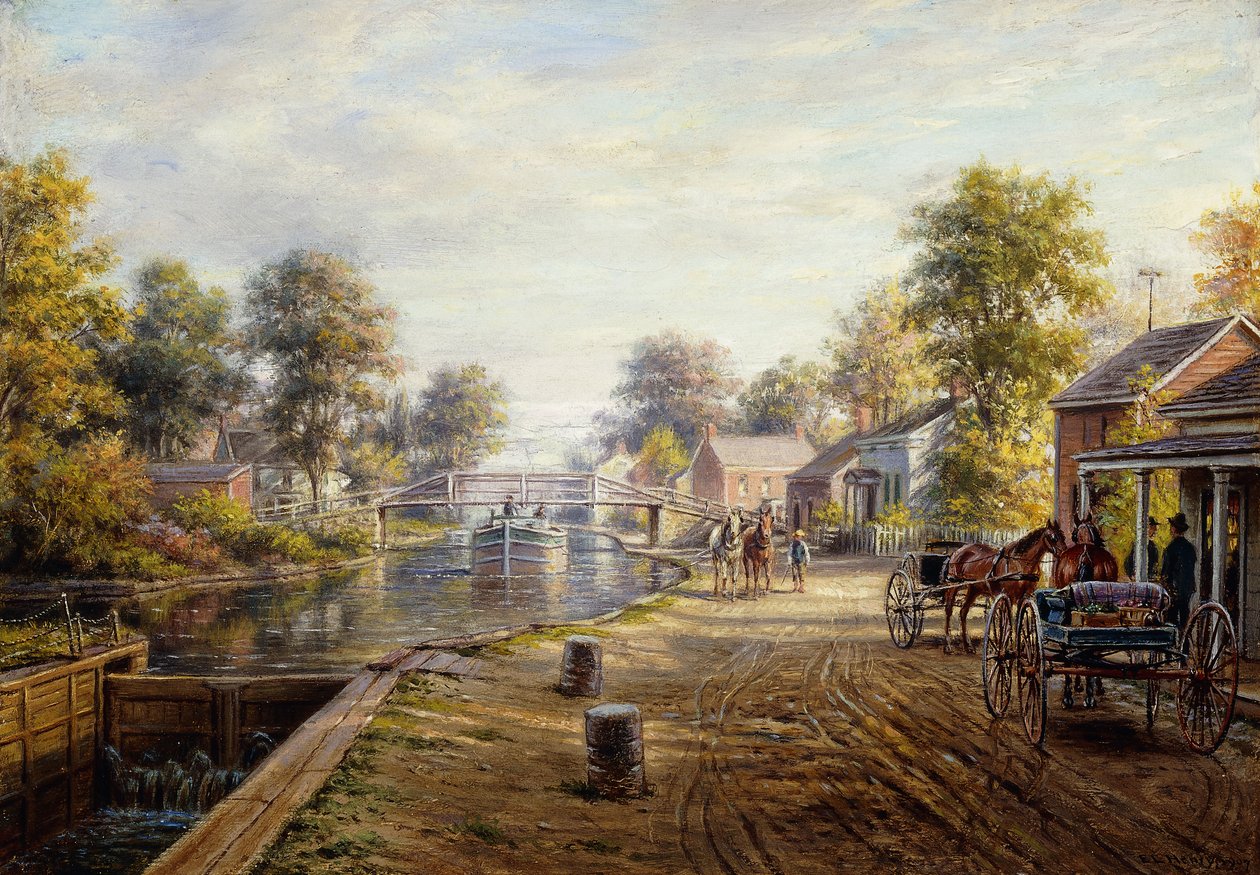 Scena wzdłuż kanału Delaware i Hudson, 1907 autorstwa Edward Lamson Henry