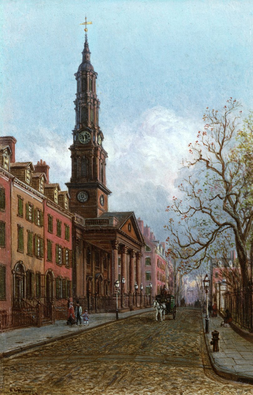Kościół św. Jana, Varick Street, Nowy Jork, 1914 (olej na desce akrylowej) autorstwa Edward Lamson Henry