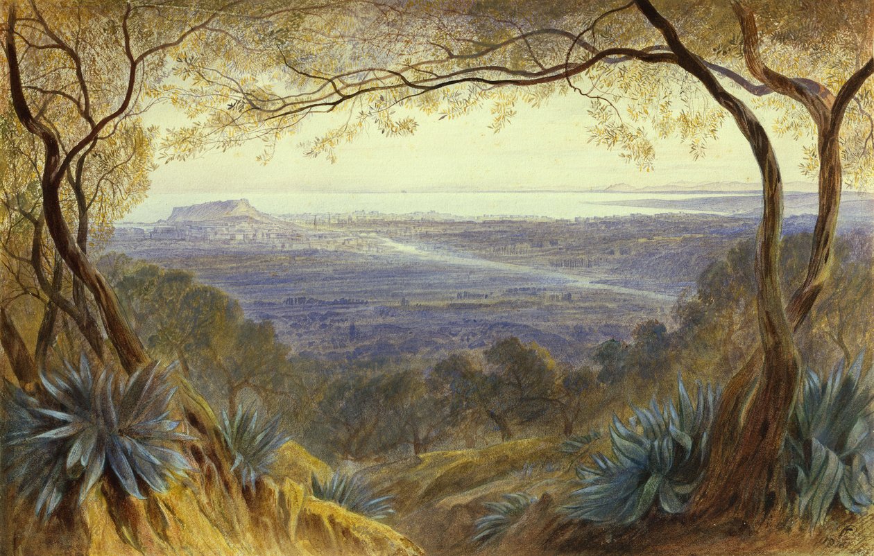 Odległy widok na Niceę ze wzgórz? autorstwa Edward Lear