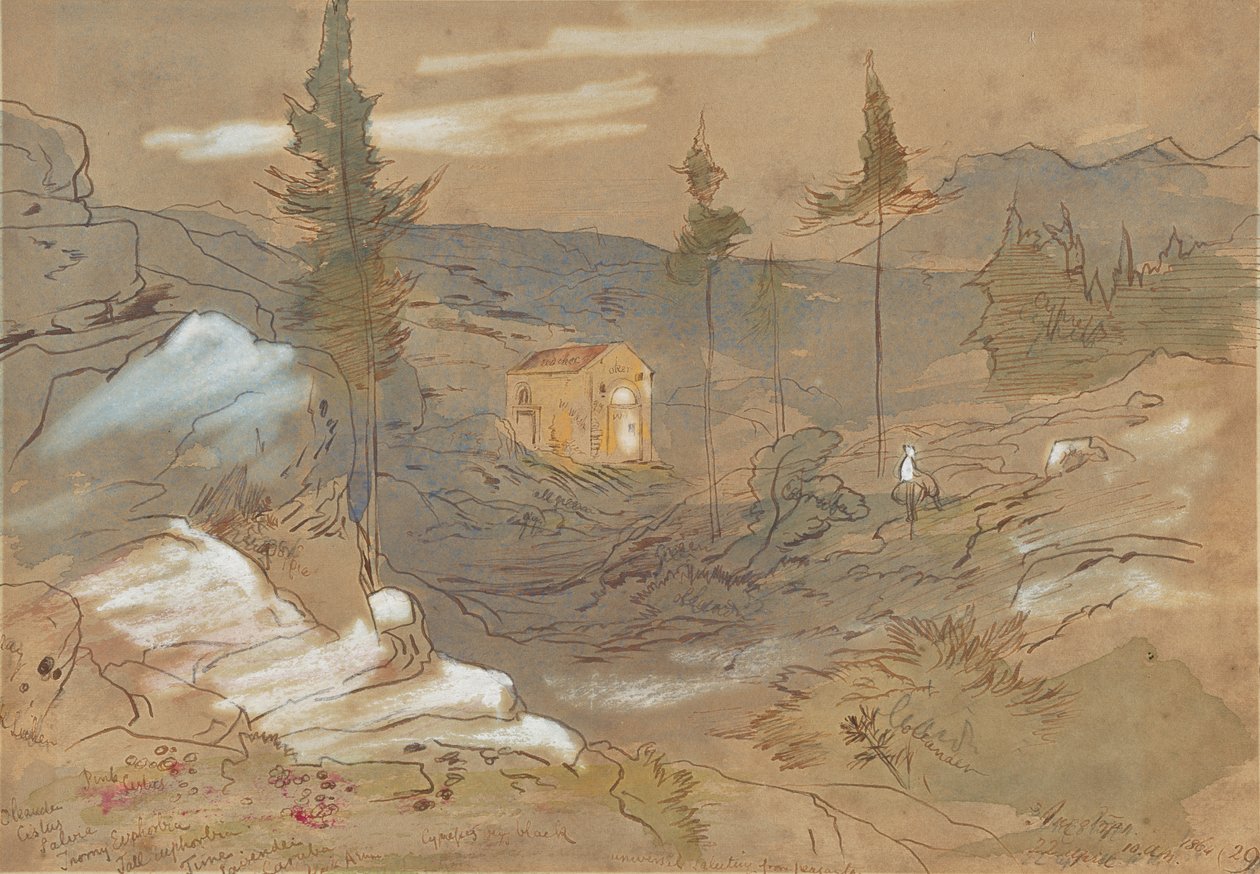 Sanktuarium w pobliżu Chanii na Krecie w Grecji autorstwa Edward Lear