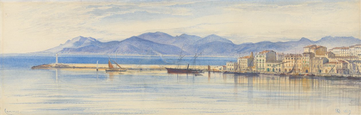 Widok na port w Cannes autorstwa Edward Lear