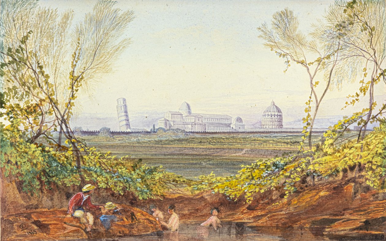 Odpoczynek w drodze do Pizy autorstwa Edward Lear