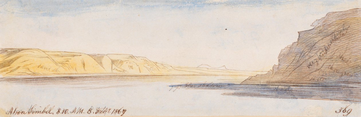Abou Simbel; godz. 8:10 rano, 8 lutego 1867 r. (369) autorstwa Edward Lear