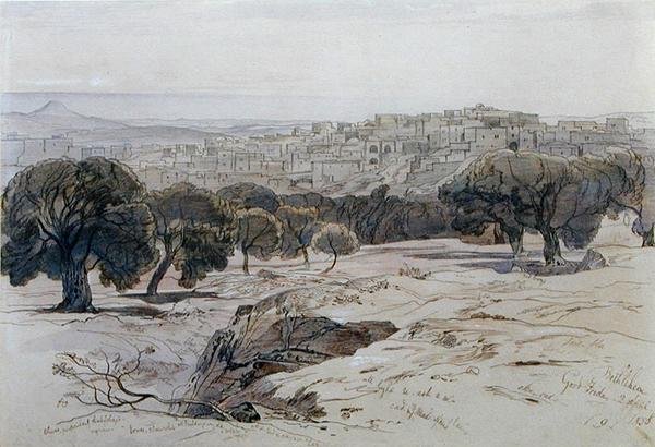 Betlejem - Wielki Piątek, 2 kwietnia 1858 (pióro, atrament i akwarela na papierze) autorstwa Edward Lear