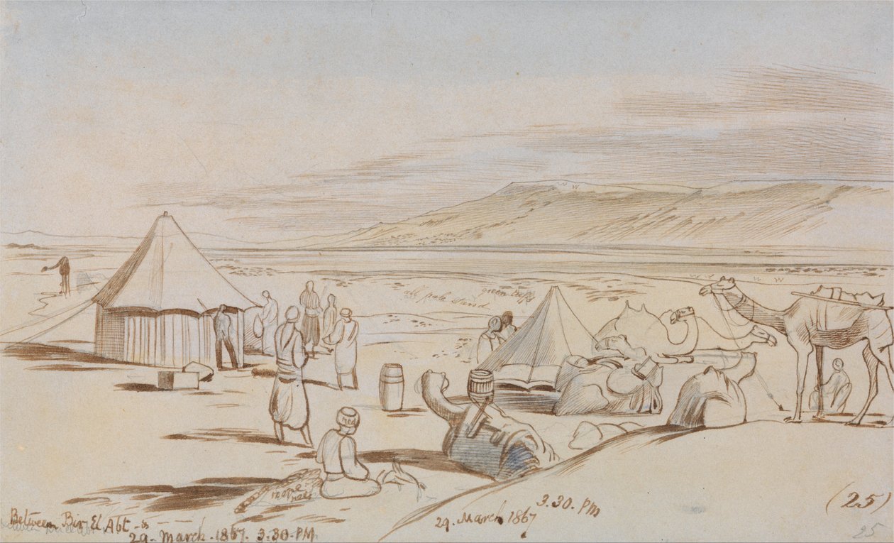 Między Bir El Abt autorstwa Edward Lear