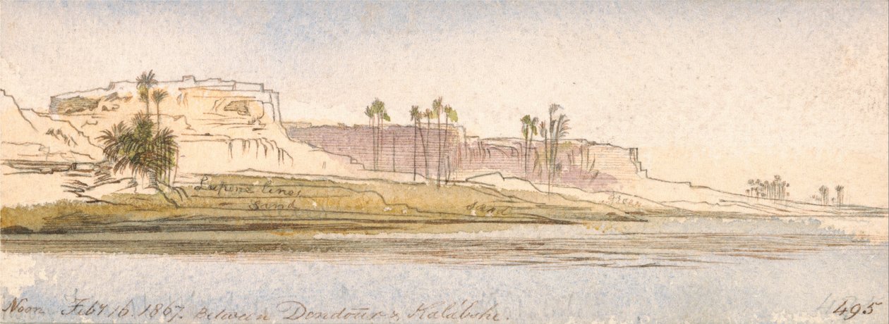 Między Dendour i Kalabshe autorstwa Edward Lear