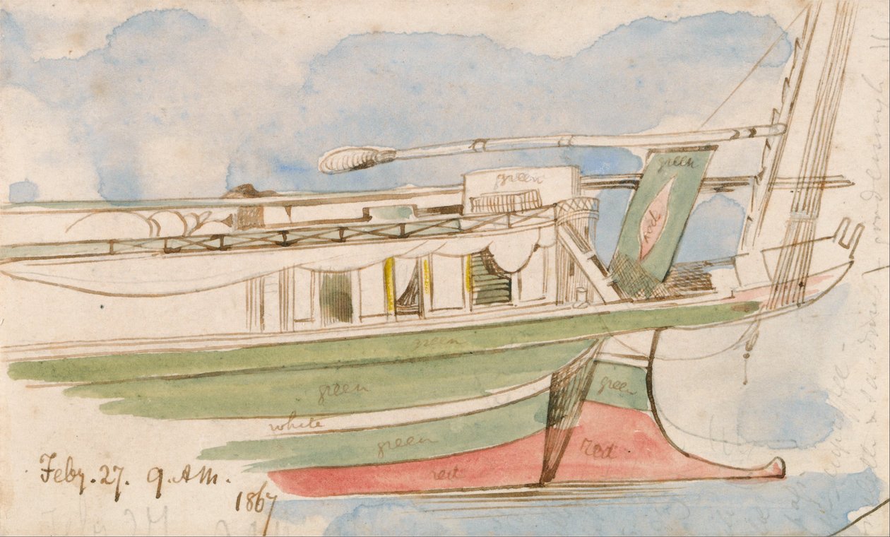 Łódź na Nilu autorstwa Edward Lear