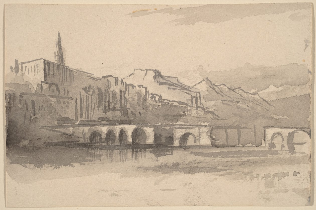 Most z górami w tle (Ventimiglia) autorstwa Edward Lear