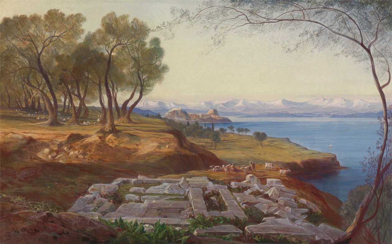 Korfu od Wniebowstąpienia, ca. 1860. autorstwa Edward Lear
