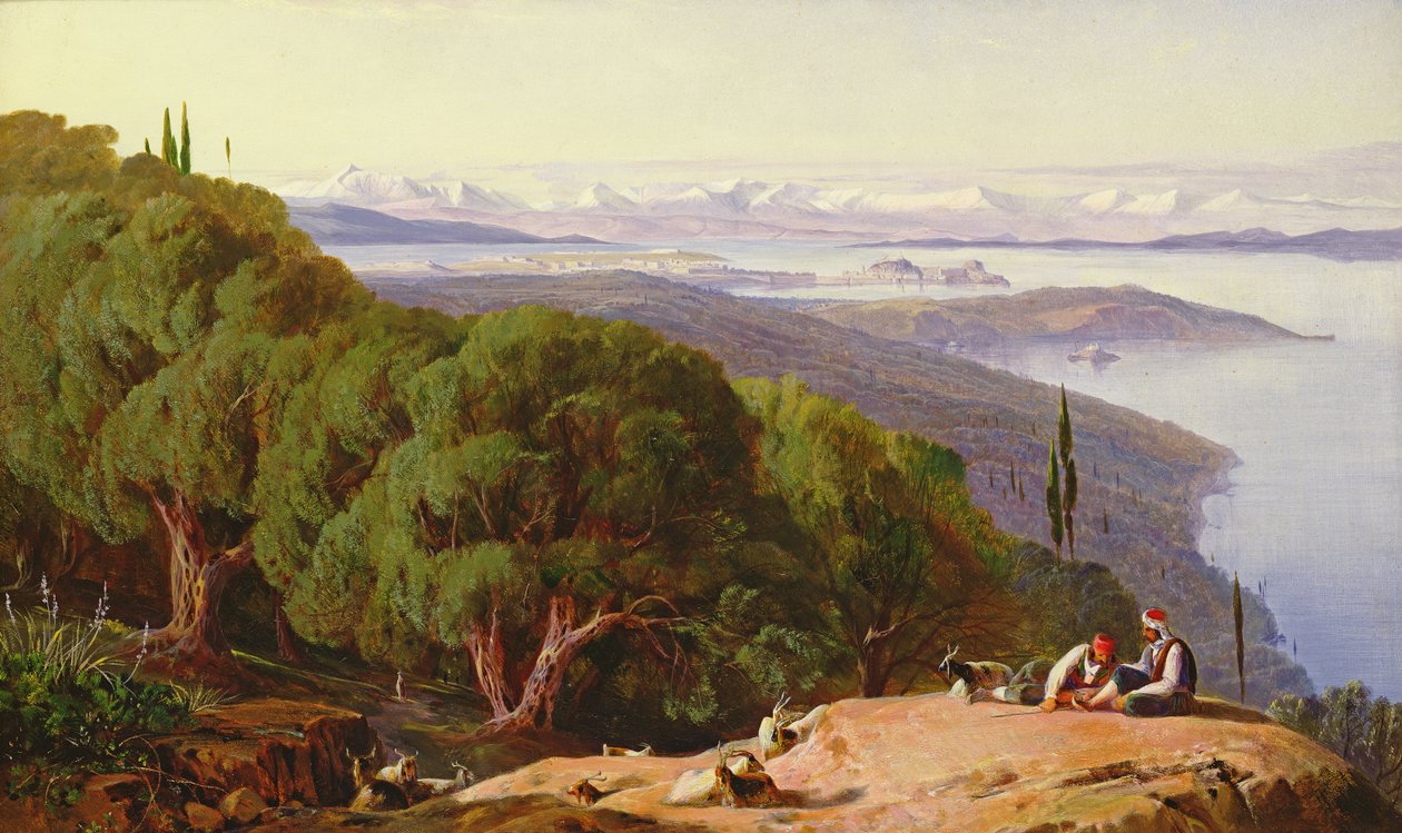 Korfu ze wzgórza Gastouri, 1857-58 autorstwa Edward Lear