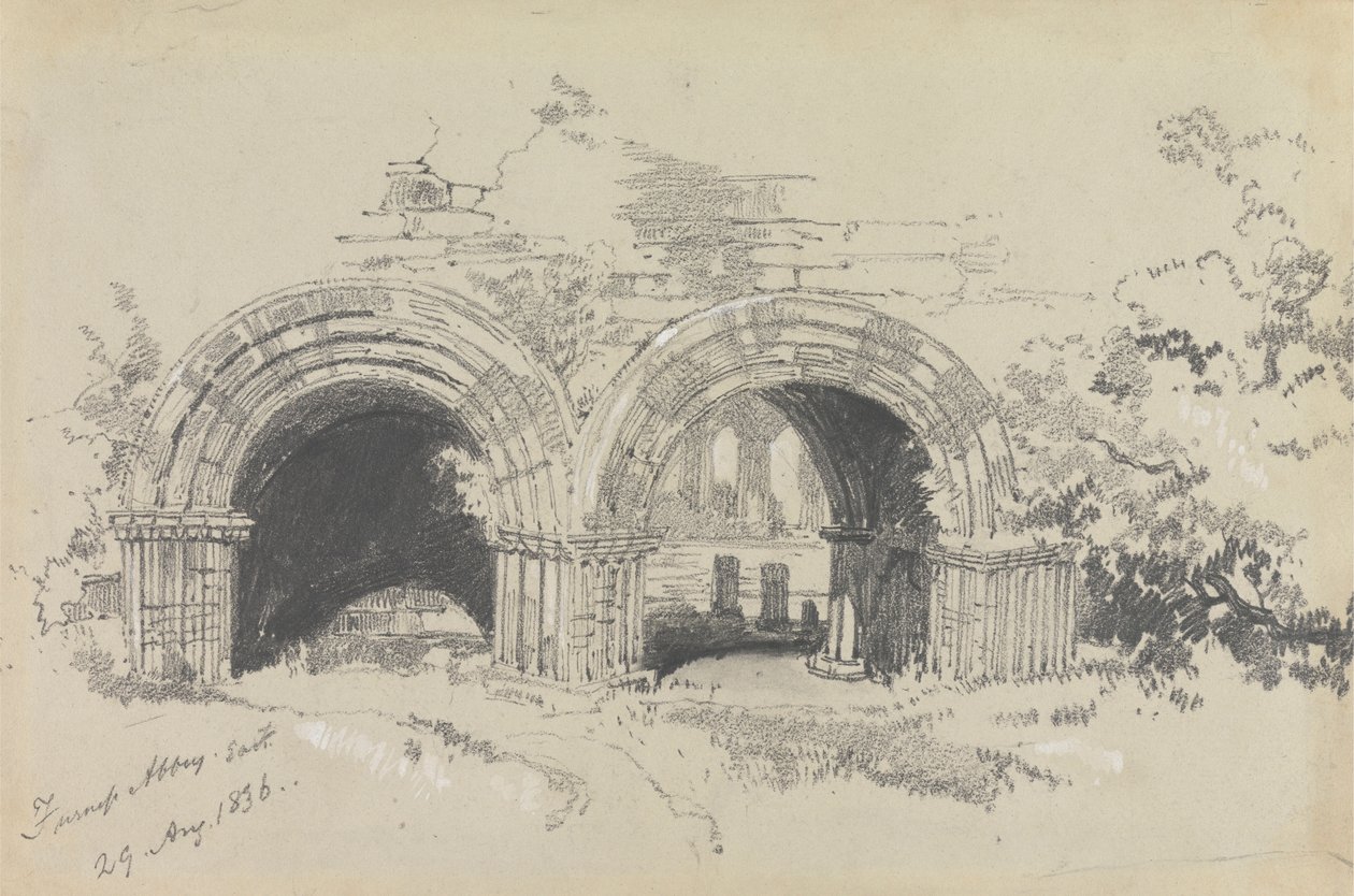 Furness Abbey East, 29 sierpnia 1836 autorstwa Edward Lear