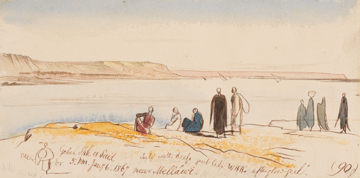 Gebel Shk. es Said, niedaleko Mellawi; godz. 17:00, 6 stycznia 1867 r. (90) autorstwa Edward Lear