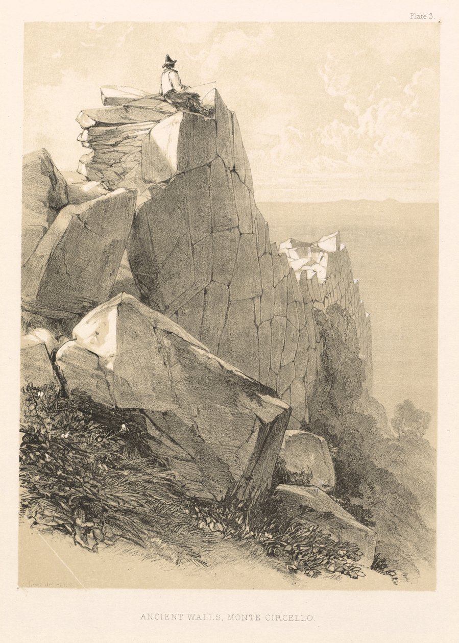 Ilustrowana wycieczka po Włoszech (tom II): Starożytne mury, Monte Circello autorstwa Edward Lear