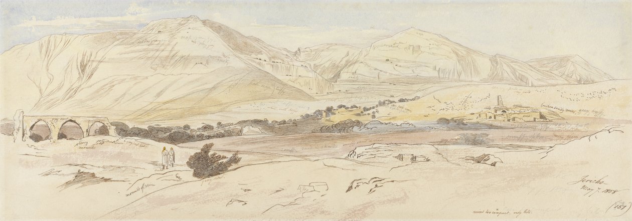 Jerycho, 7 maja 1858 (157), 1858 (toaleta i pióro i atrament na papierze) autorstwa Edward Lear
