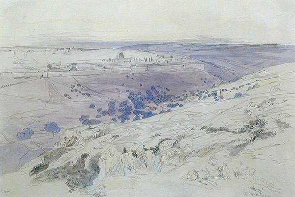Jerozolima, 24-28 kwietnia 1858 (pióro, tusz i akwarela na papierze) autorstwa Edward Lear
