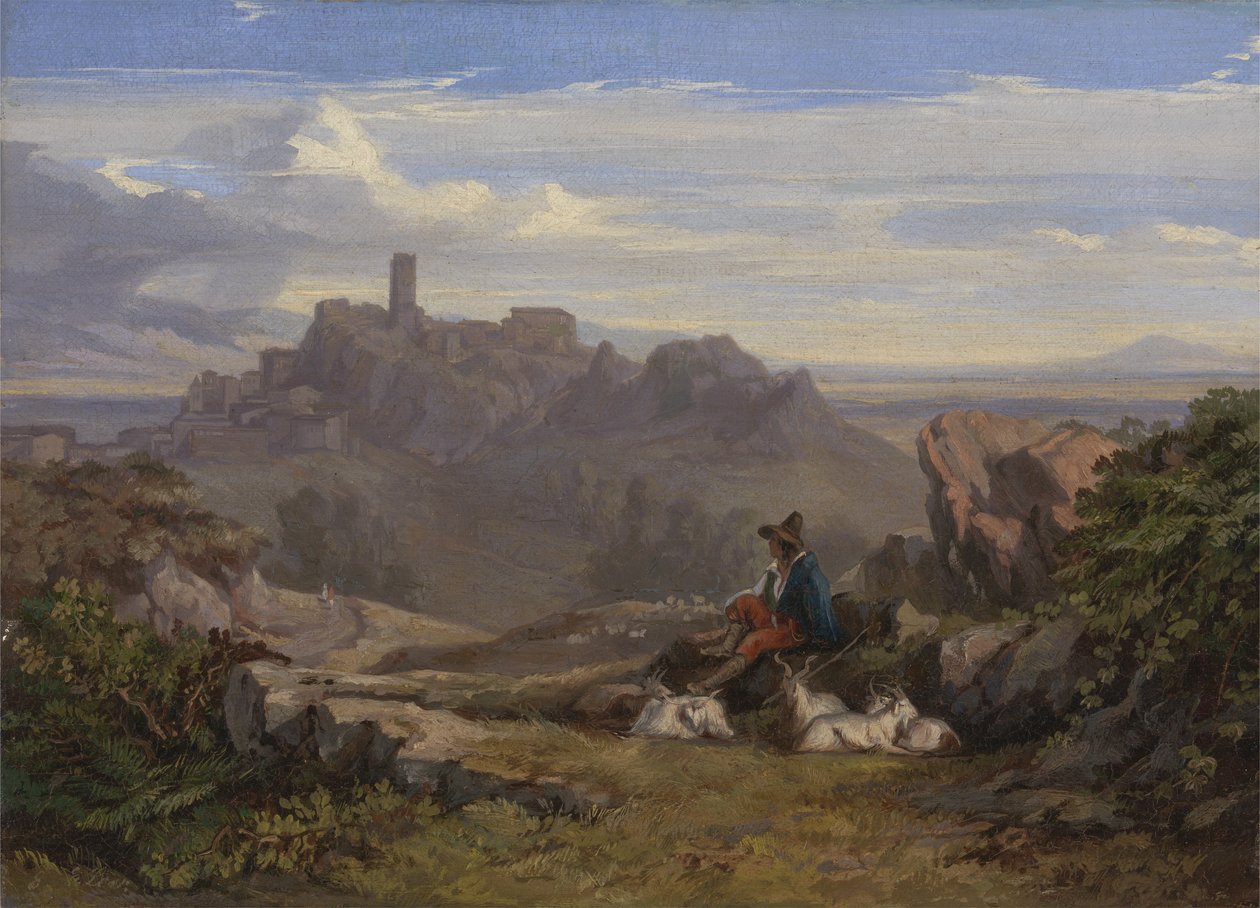 Pejzaż z pasterzem kóz, ok. 1842 autorstwa Edward Lear