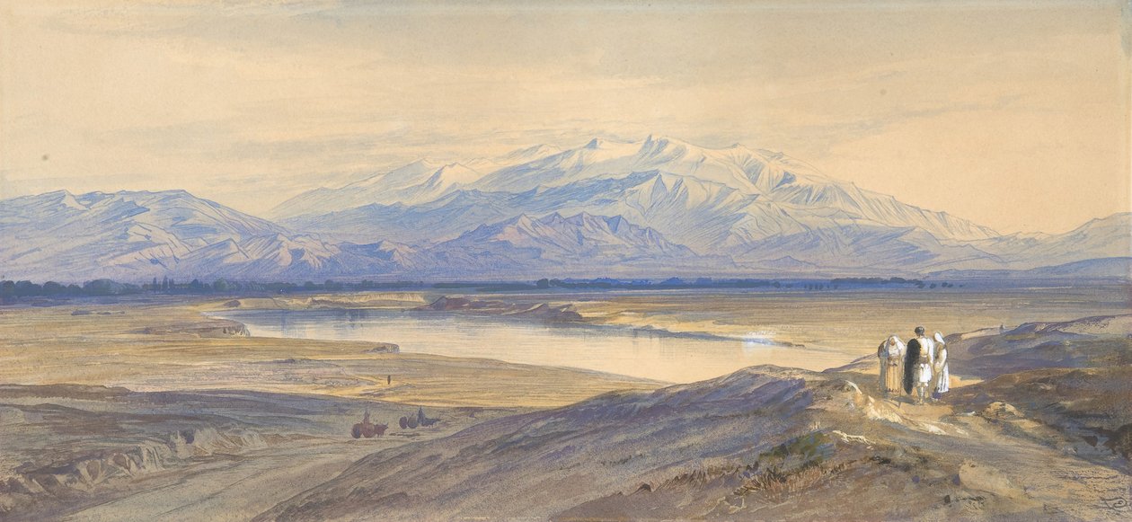 Góra Olimp z Larisy, Tesalia, Grecja, 1850-85. autorstwa Edward Lear
