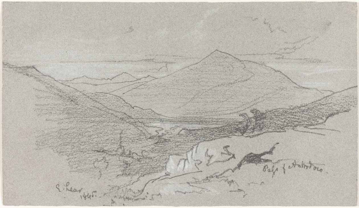 Górzysty widok z Antrodoco autorstwa Edward Lear