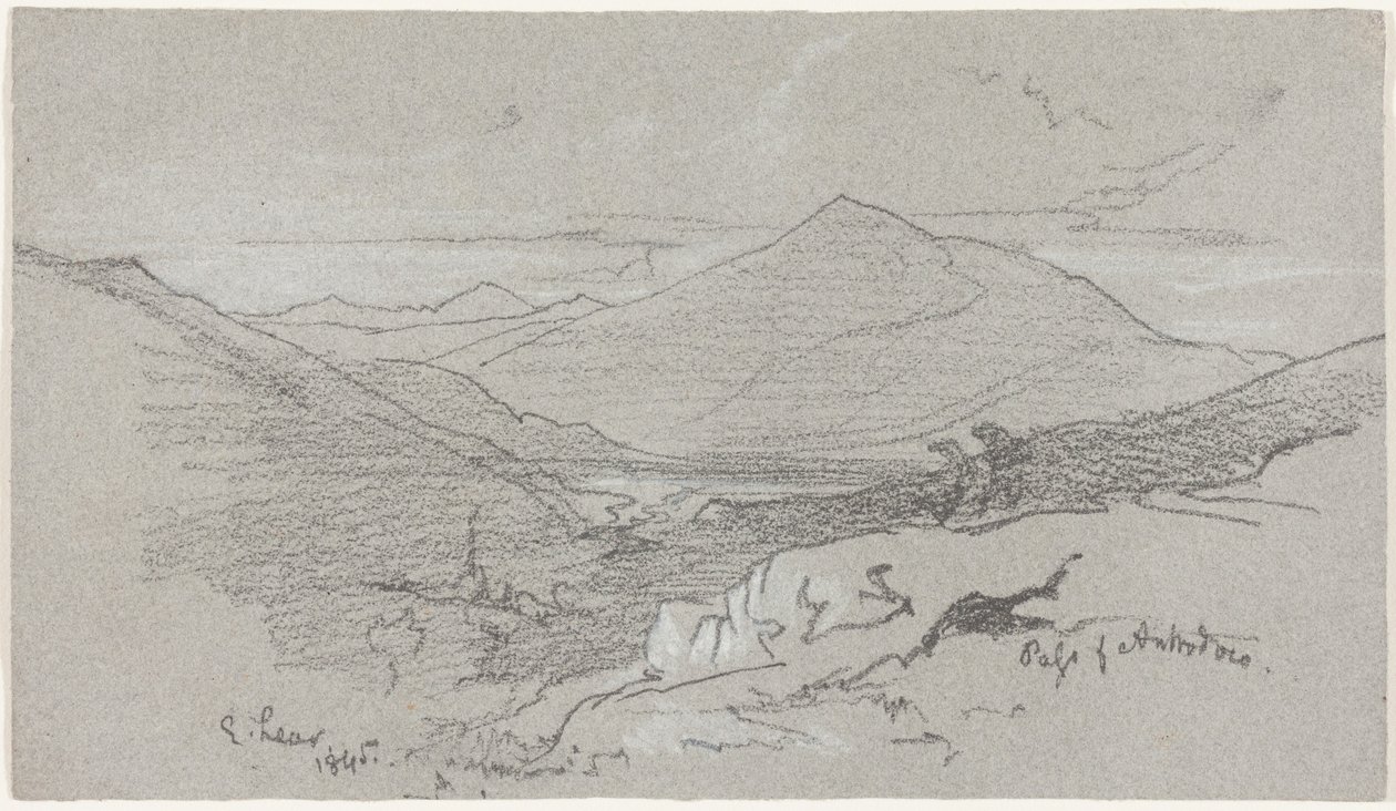 Widok na góry z Antrodoco autorstwa Edward Lear