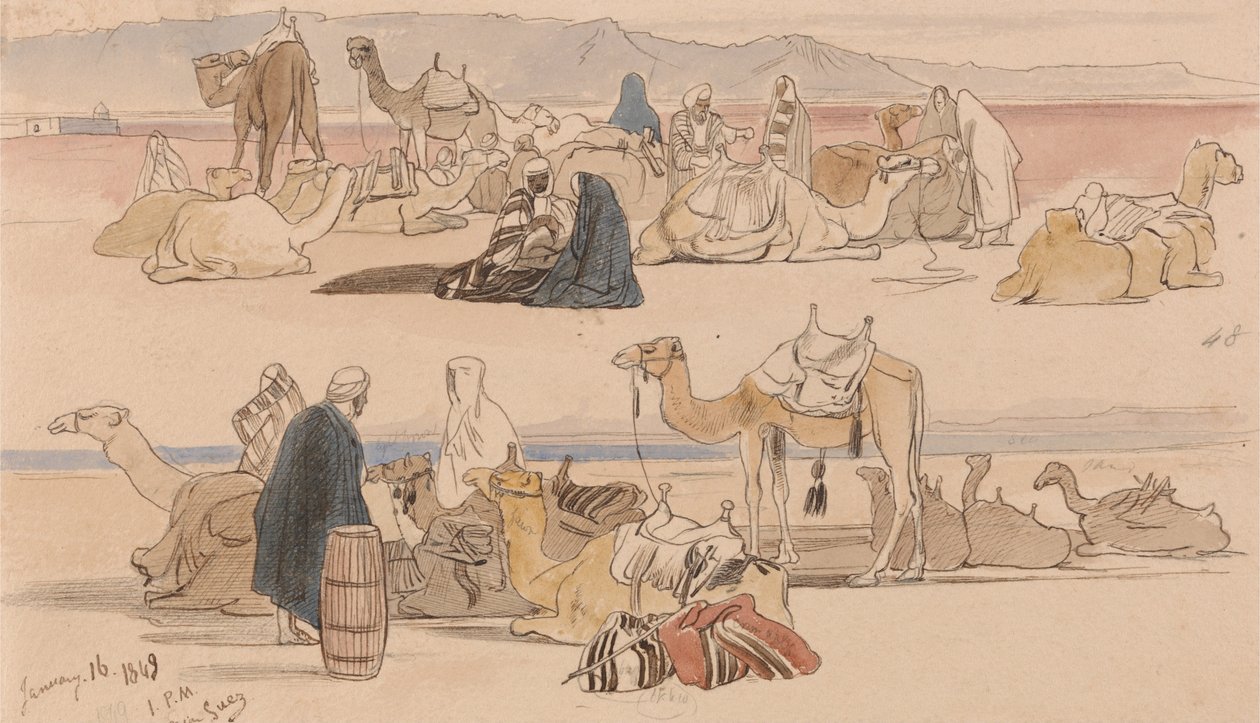W pobliżu Suezu, godz. 13:00, 16 stycznia 1849 r. (48) autorstwa Edward Lear