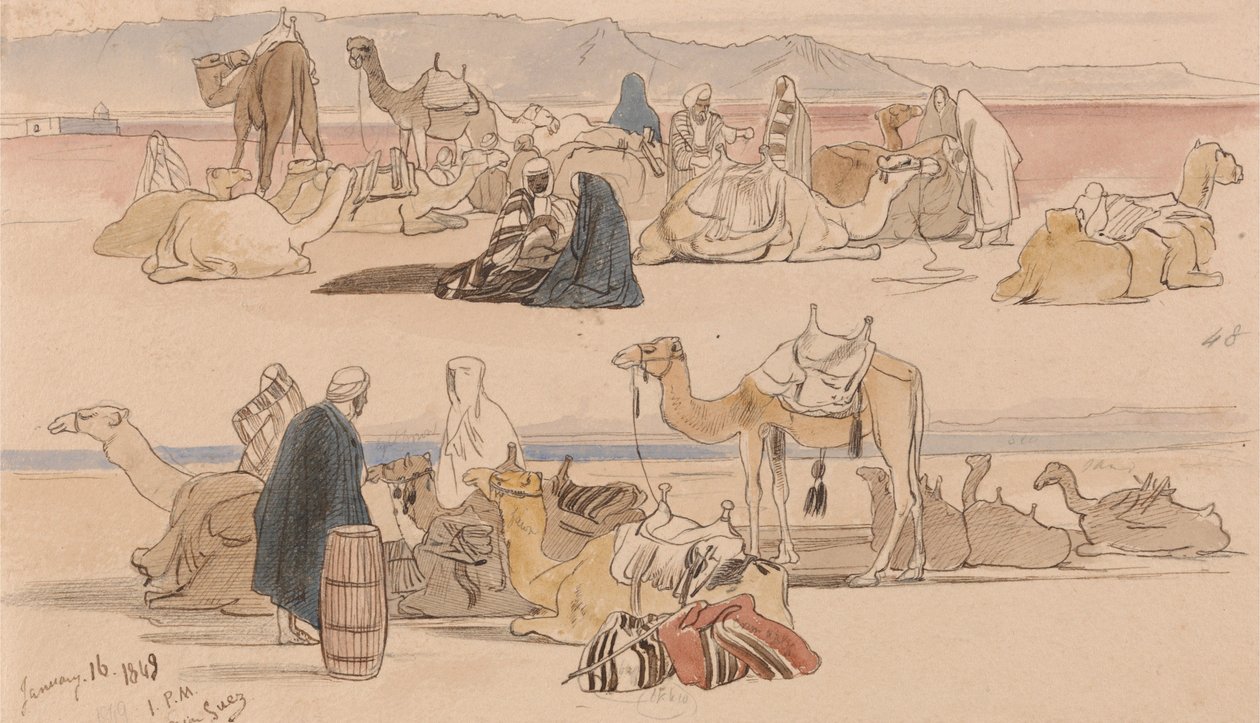 W pobliżu Suezu, godz. 13:00, 16 stycznia 1849 r. (48) autorstwa Edward Lear