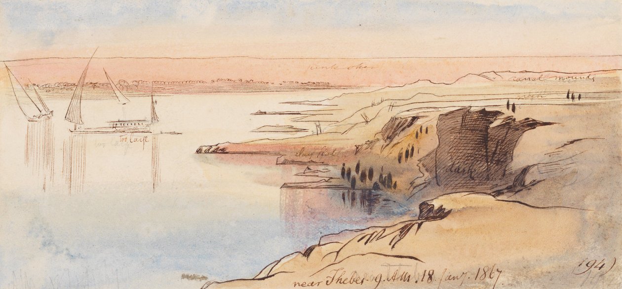 W pobliżu Teb; godz. 9:00 rano, 18 stycznia 1867 r. (194) autorstwa Edward Lear