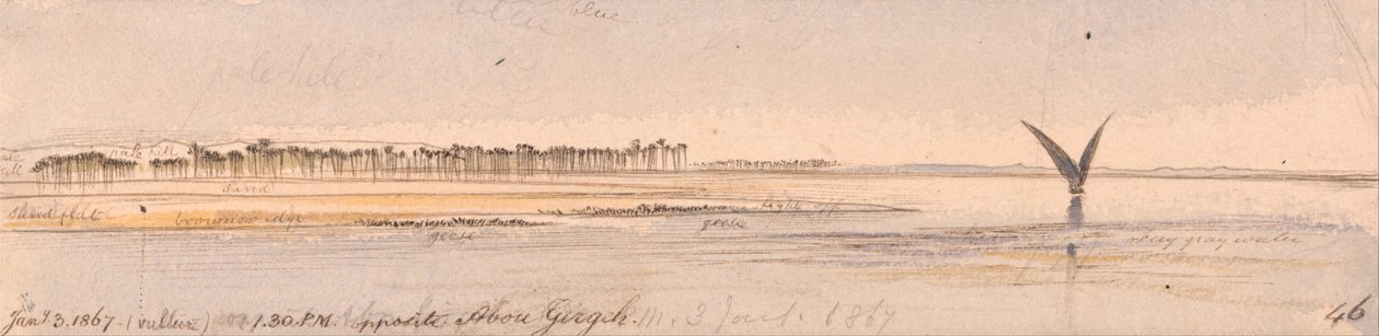 Naprzeciwko Abu Girgeh autorstwa Edward Lear