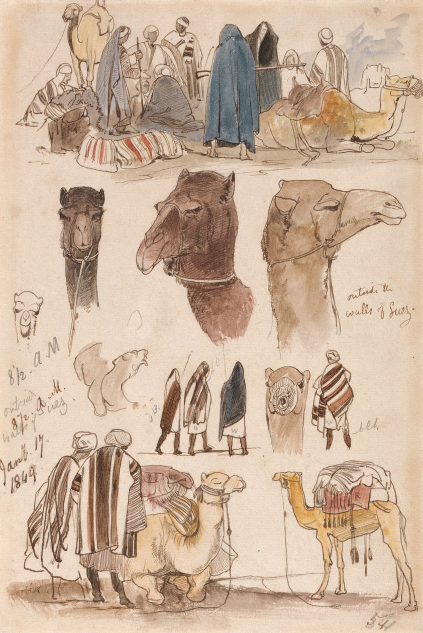 Poza murami Suezu, 8:30 rano, 17 stycznia 1849 r. (54) autorstwa Edward Lear