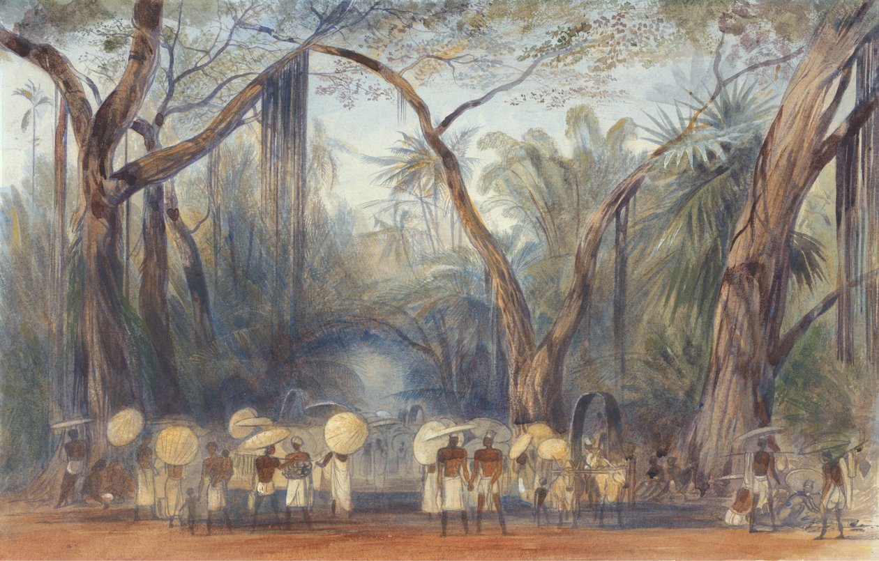 Ludzie na drodze w pobliżu Kalikuta, Malabar autorstwa Edward Lear