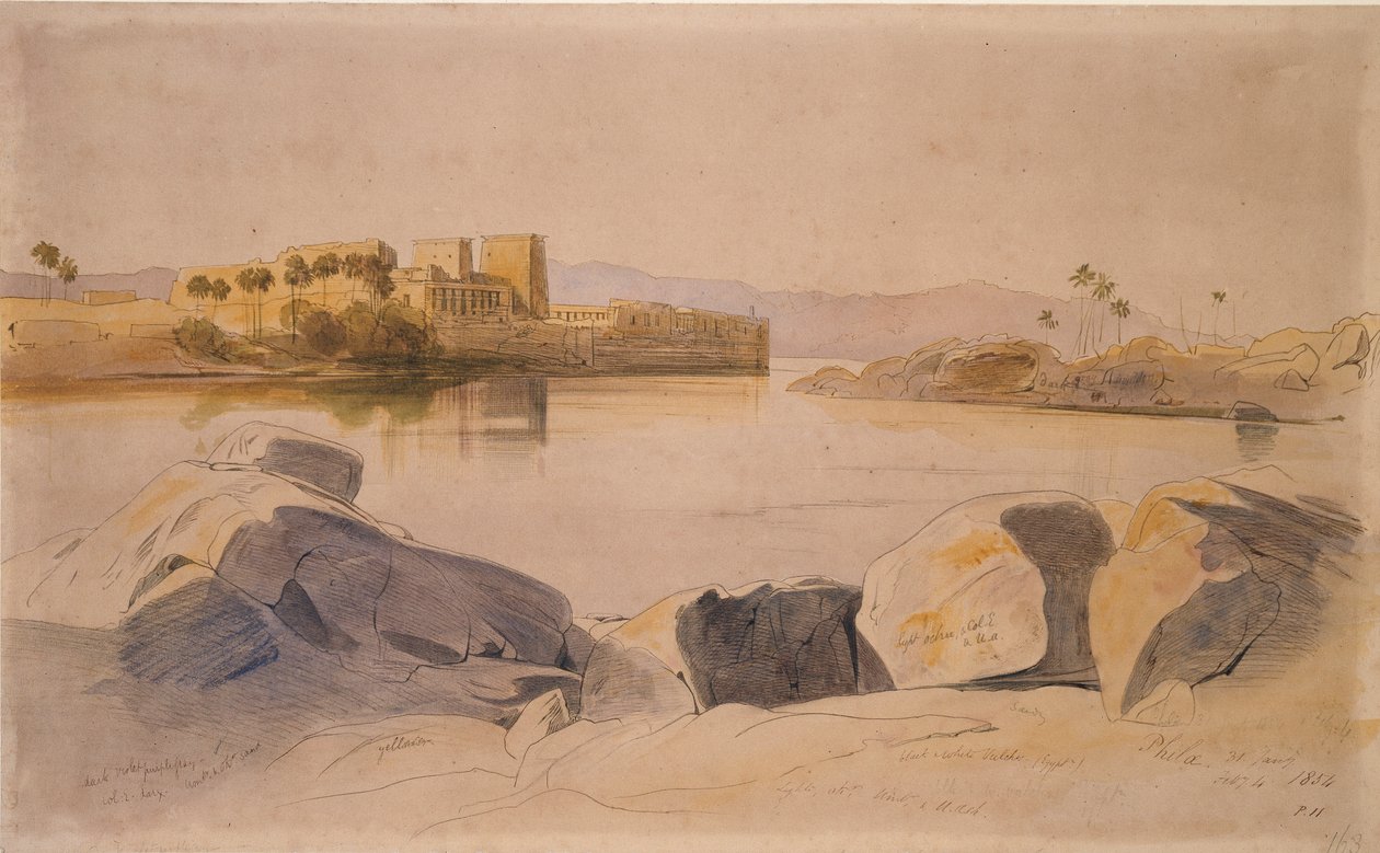 Philae, Egipt, 1854 autorstwa Edward Lear