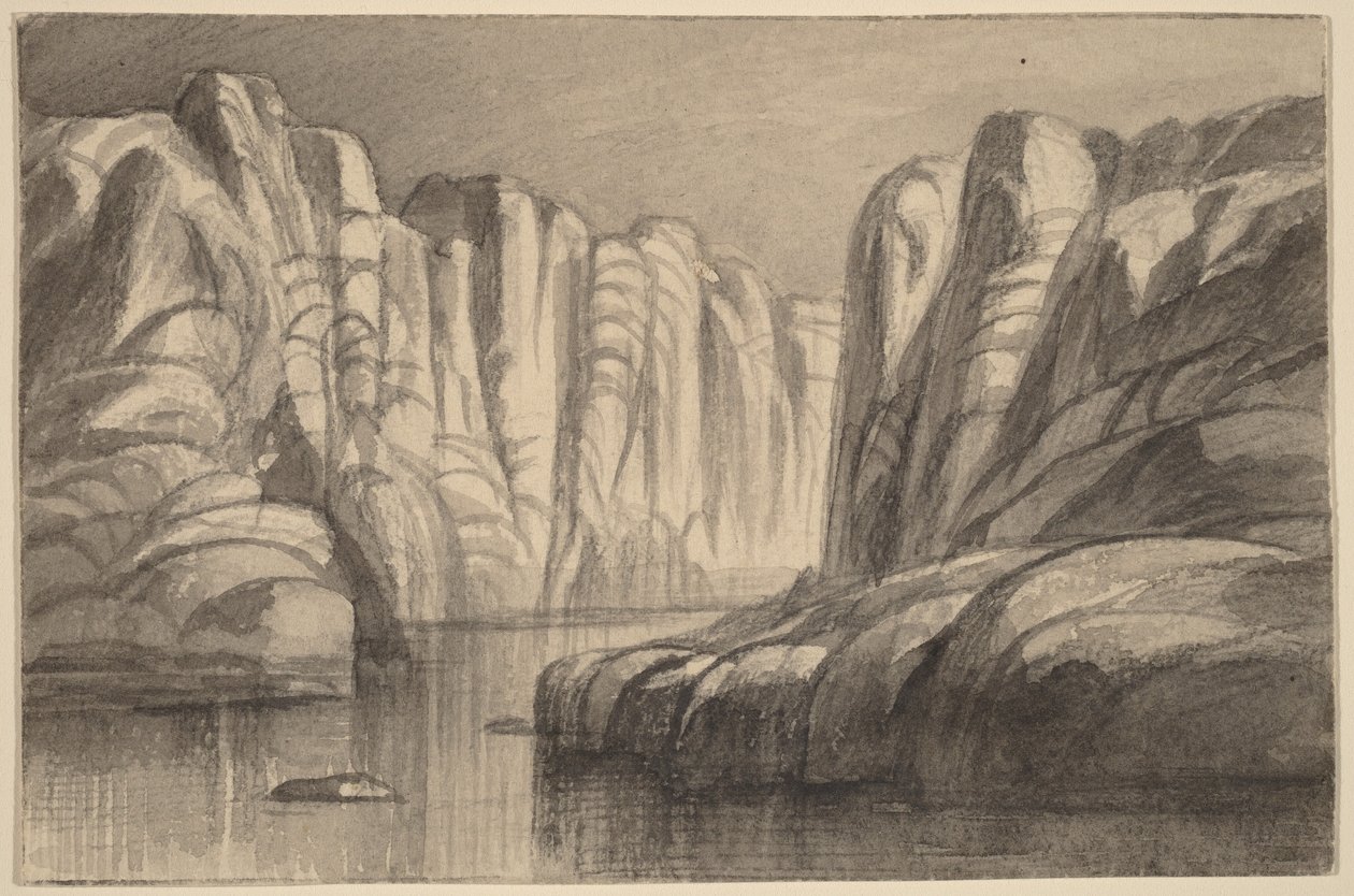 Rzeka wijąca się wśród formacji skalnych (Philae, Egipt) autorstwa Edward Lear